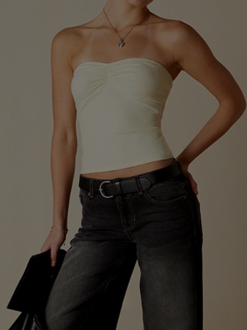 PacSun Pale Yellow Ribbed Strapless Tube Top